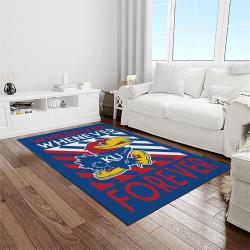 NCAA Kansas Jayhawks Basketball Team Logo Rectangle Area Rug KJ44