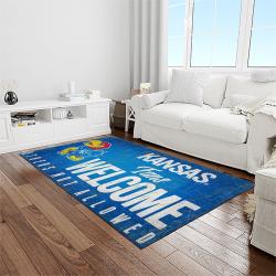 NCAA Kansas Jayhawks Basketball Team Logo Rectangle Area Rug KJ49