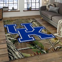 ncaa kentucky wildcats college sport basketball and foolball team logo rectangle area rug dark room ktw04