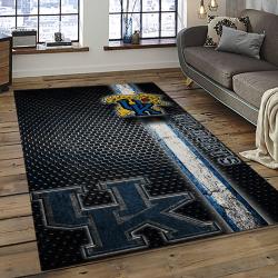 ncaa kentucky wildcats college sport basketball and foolball team logo rectangle area rug dark room ktw05