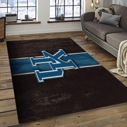 ncaa kentucky wildcats college sport basketball and foolball team logo rectangle area rug dark room ktw07
