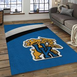 ncaa kentucky wildcats college sport basketball and foolball team logo rectangle area rug dark room ktw09