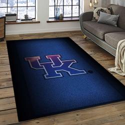 ncaa kentucky wildcats college sport basketball and foolball team logo rectangle area rug dark room ktw10