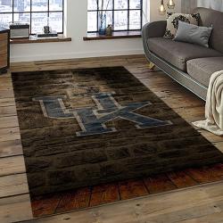 ncaa kentucky wildcats college sport basketball and foolball team logo rectangle area rug dark room ktw11