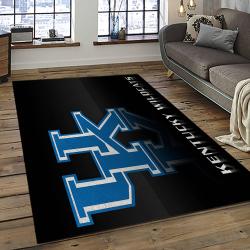 ncaa kentucky wildcats college sport basketball and foolball team logo rectangle area rug dark room ktw12