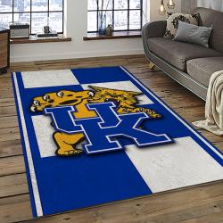 ncaa kentucky wildcats college sport basketball and foolball team logo rectangle area rug dark room ktw15