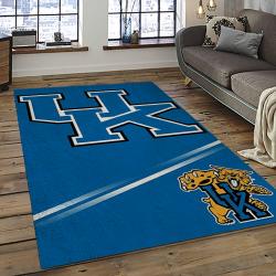 ncaa kentucky wildcats college sport basketball and foolball team logo rectangle area rug dark room ktw16