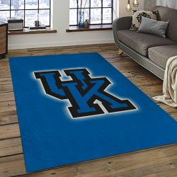 ncaa kentucky wildcats college sport basketball and foolball team logo rectangle area rug dark room ktw17