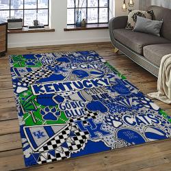 ncaa kentucky wildcats college sport basketball and foolball team logo rectangle area rug dark room ktw21