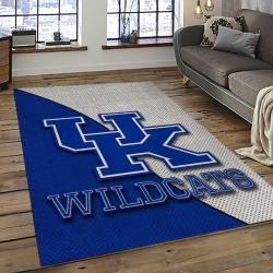 ncaa kentucky wildcats college sport basketball and foolball team logo rectangle area rug dark room ktw22