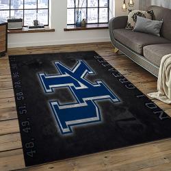 ncaa kentucky wildcats college sport basketball and foolball team logo rectangle area rug dark room ktw23