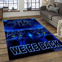 ncaa kentucky wildcats college sport basketball and foolball team logo rectangle area rug dark room ktw26