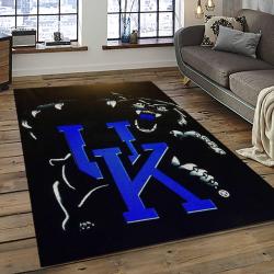 ncaa kentucky wildcats college sport basketball and foolball team logo rectangle area rug dark room ktw27