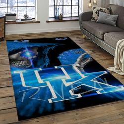 ncaa kentucky wildcats college sport basketball and foolball team logo rectangle area rug dark room ktw28