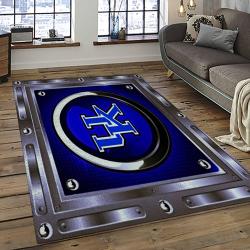 ncaa kentucky wildcats college sport basketball and foolball team logo rectangle area rug dark room ktw31