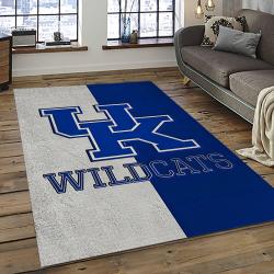 ncaa kentucky wildcats college sport basketball and foolball team logo rectangle area rug dark room ktw34