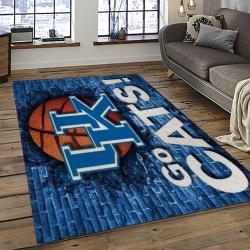 ncaa kentucky wildcats college sport basketball and foolball team logo rectangle area rug dark room ktw39
