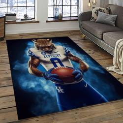 ncaa kentucky wildcats college sport basketball and foolball team logo rectangle area rug dark room ktw43