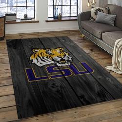 ncaa louisiana state university college sport basketball and foolball team logo rectangle area rug dark room lsu03