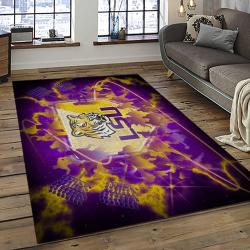 ncaa louisiana state university college sport basketball and foolball team logo rectangle area rug dark room lsu04