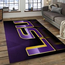 ncaa louisiana state university college sport basketball and foolball team logo rectangle area rug dark room lsu05