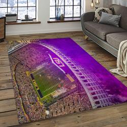 ncaa louisiana state university college sport basketball and foolball team logo rectangle area rug dark room lsu07
