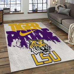 ncaa louisiana state university college sport basketball and foolball team logo rectangle area rug dark room lsu09