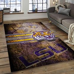ncaa louisiana state university college sport basketball and foolball team logo rectangle area rug dark room lsu11