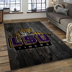 ncaa louisiana state university college sport basketball and foolball team logo rectangle area rug dark room lsu12