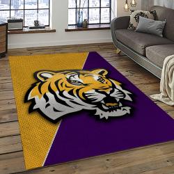 ncaa louisiana state university college sport basketball and foolball team logo rectangle area rug dark room lsu16