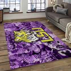 ncaa louisiana state university college sport basketball and foolball team logo rectangle area rug dark room lsu20