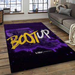 ncaa louisiana state university college sport basketball and foolball team logo rectangle area rug dark room lsu23