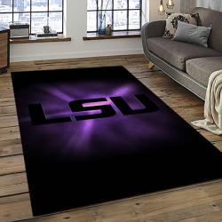 ncaa louisiana state university college sport basketball and foolball team logo rectangle area rug dark room lsu27