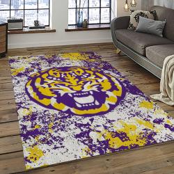 ncaa louisiana state university college sport basketball and foolball team logo rectangle area rug dark room lsu31
