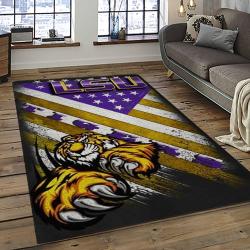 ncaa louisiana state university college sport basketball and foolball team logo rectangle area rug dark room lsu38