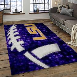 ncaa louisiana state university college sport basketball and foolball team logo rectangle area rug dark room lsu41