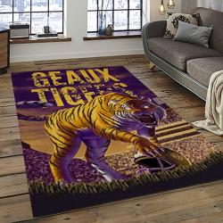 ncaa louisiana state university college sport basketball and foolball team logo rectangle area rug dark room lsu43