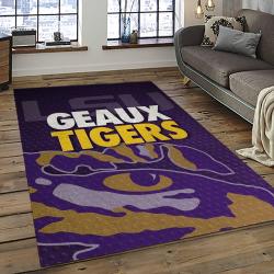 ncaa louisiana state university college sport basketball and foolball team logo rectangle area rug dark room lsu44