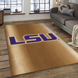 ncaa louisiana state university college sport basketball and foolball team logo rectangle area rug dark room lsu47
