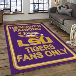 ncaa louisiana state university college sport basketball and foolball team logo rectangle area rug dark room lsu52