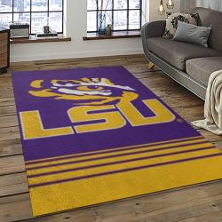 ncaa louisiana state university college sport basketball and foolball team logo rectangle area rug dark room lsu53