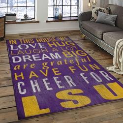 ncaa louisiana state university college sport basketball and foolball team logo rectangle area rug dark room lsu54
