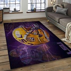 ncaa louisiana state university college sport basketball and foolball team logo rectangle area rug dark room lsu55