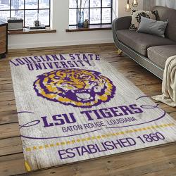 ncaa louisiana state university college sport basketball and foolball team logo rectangle area rug dark room lsu56