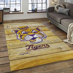 ncaa louisiana state university college sport basketball and foolball team logo rectangle area rug dark room lsu57