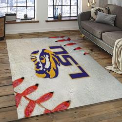 ncaa louisiana state university college sport basketball and foolball team logo rectangle area rug dark room lsu58