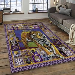 ncaa louisiana state university college sport basketball and foolball team logo rectangle area rug dark room lsu60