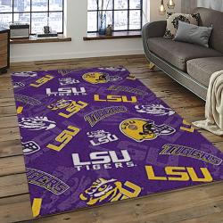 ncaa louisiana state university college sport basketball and foolball team logo rectangle area rug dark room lsu62