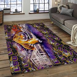ncaa louisiana state university college sport basketball and foolball team logo rectangle area rug dark room lsu63