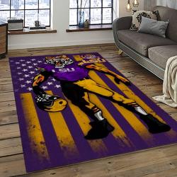 ncaa louisiana state university college sport basketball and foolball team logo rectangle area rug dark room lsu69